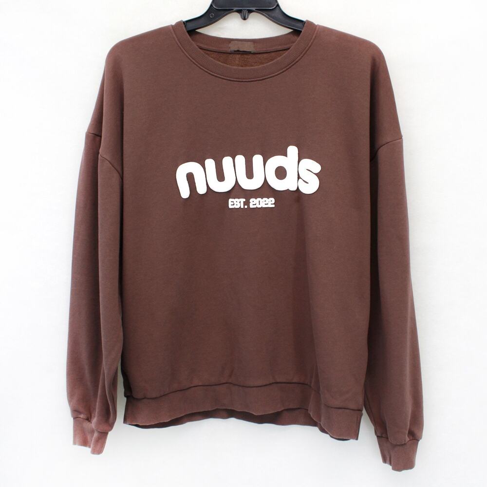 Nuds est. 2022 Brown Fleece Sweatshirt Top Long Sleeve Casual Large